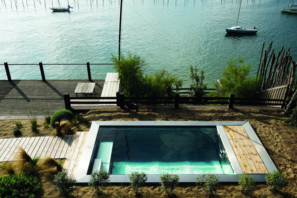 Mini-piscine inox TINY face au Bassin d’Arcachon, au Cap Ferret