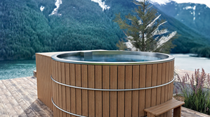 Spa en inox STEEL AND STYLE ESKÅL, bain nordique avec surface en acier inoxydable et intérieur spacieux pour détente.