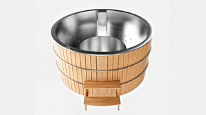 Spa en inox STEEL AND STYLE ESKÅL, bain nordique avec bois, intérieur spacieux, conçu pour détente et relaxation extérieure.