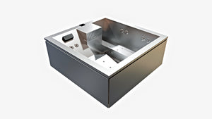 Spa en inox Steel and Style Spakub 3 places, bassin de relaxation avec jets d'eau et sièges confortables.