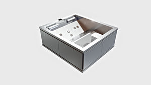 Spa en inox STEEL AND STYLE Spakut 2 places avec siège confortable et jets d'hydrothérapie visibles dans l'image.